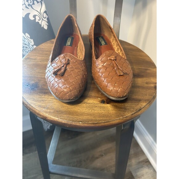Vintage Women’s Saddlebred Woven Leather Tassel Loafers Size 8 M Old Money Brown - Picture 2 of 7